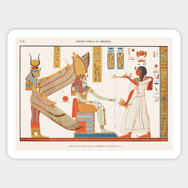 Painting of a scene from the tomb of Ramses IV, book plate from Champollion Sticker by WillowNox7